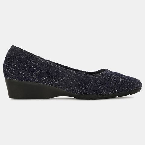 Bata navy textile ballerina pumps for women